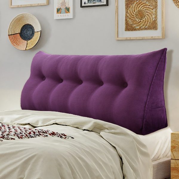 Back Pillow For Bed Wedge Cushion Bolster Corduroy Purple - obrazek 4