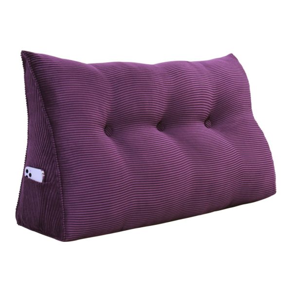 Back Pillow For Bed Wedge Cushion Bolster Corduroy Purple - obrazek 16