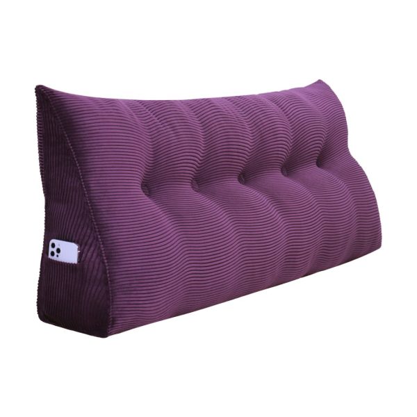 Back Pillow For Bed Wedge Cushion Bolster Corduroy Purple - obrazek 17