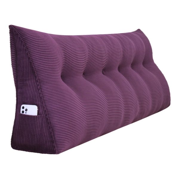 Back Pillow For Bed Wedge Cushion Bolster Corduroy Purple - obrazek 18