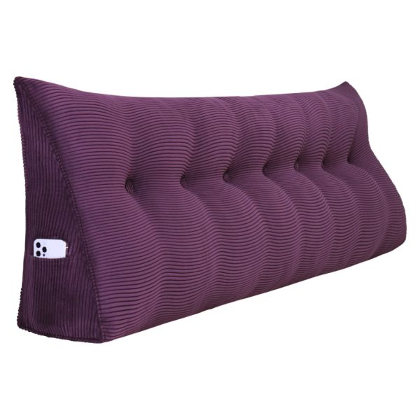 Back Pillow For Bed Wedge Cushion Bolster Corduroy Purple - obrazek 19