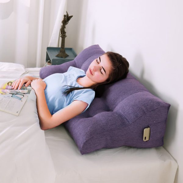 Back Pillow For Sleeping Big Wedge Cushion Linen Purple - obrazek 6