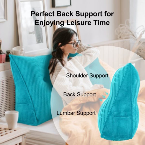Back Support Cushion Beautiful Bed Pillow Corduroy Azure – Bild 5