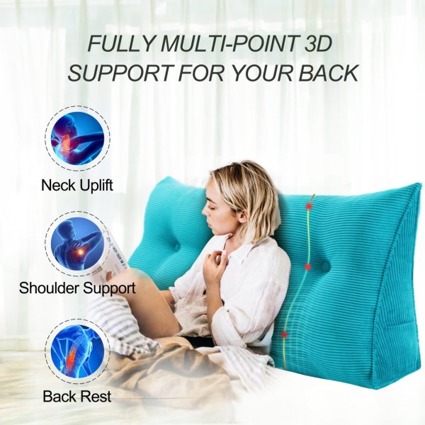 Back Support Cushion Beautiful Bed Pillow Corduroy Azure – Bild 6