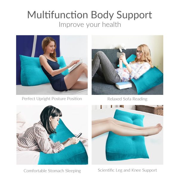 Back Support Cushion Beautiful Bed Pillow Corduroy Azure – Bild 8