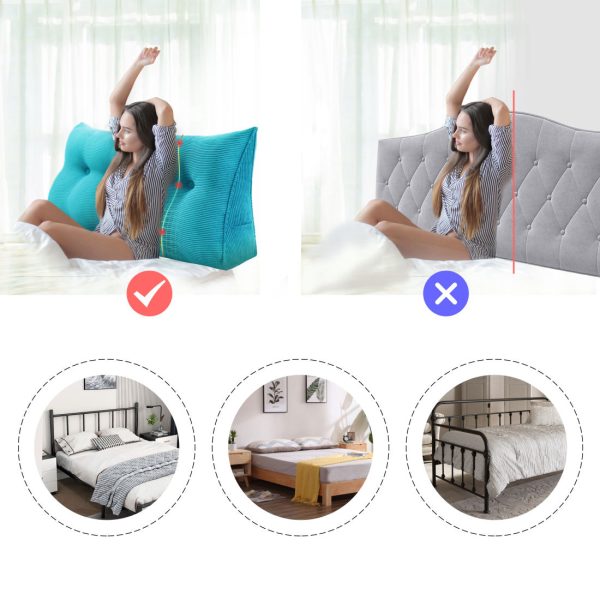 Back Support Cushion Beautiful Bed Pillow Corduroy Azure – Bild 9