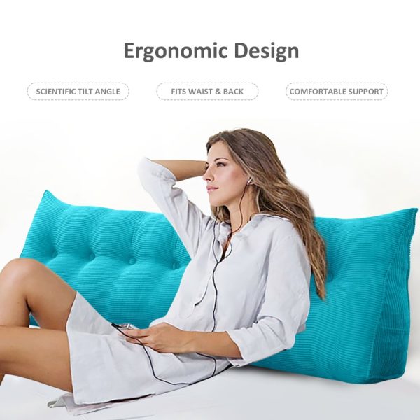 Back Support Cushion Beautiful Bed Pillow Corduroy Azure – Bild 10