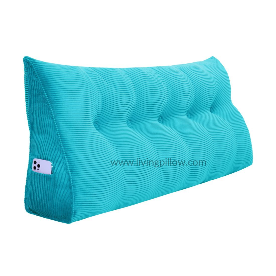 Hoofdkussen Voor Bed Met Corduroy Hoes - Zacht Pluizig Rugkussen 180x60 Cm Bruin - King Size Hoofdbordkussen