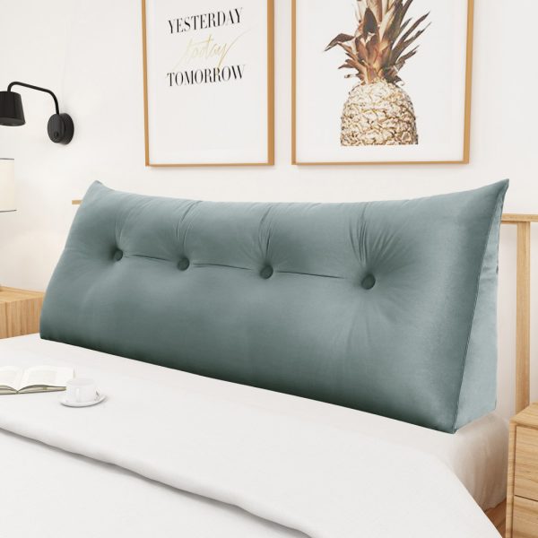 Big Backrest Pillow Reading Cushion For Sofa Bed Velvet Grey – Bild 6