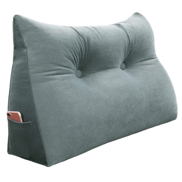 Big Backrest Pillow Reading Cushion For Sofa Bed Velvet Grey – Bild 14