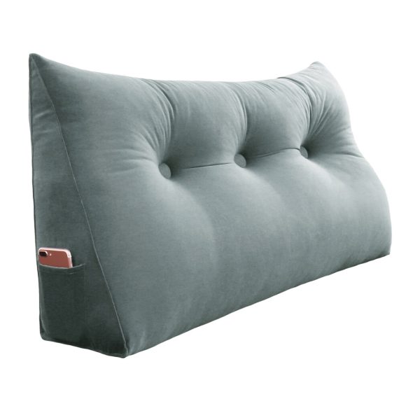 Big Backrest Pillow Reading Cushion For Sofa Bed Velvet Grey – Bild 15