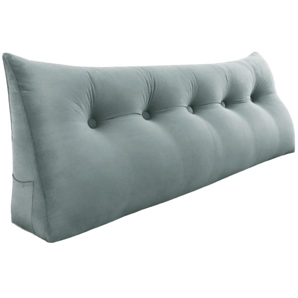Big Backrest Pillow Reading Cushion For Sofa Bed Velvet Grey – Bild 16