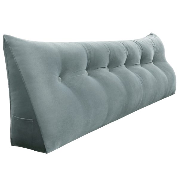 Big Backrest Pillow Reading Cushion For Sofa Bed Velvet Grey – Bild 17