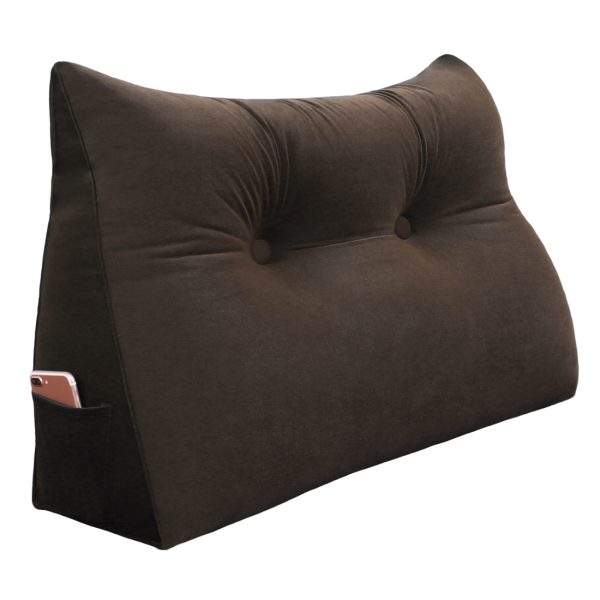 Big Bed Reading Pillow Functional Headboard Velvet Brown – Bild 14