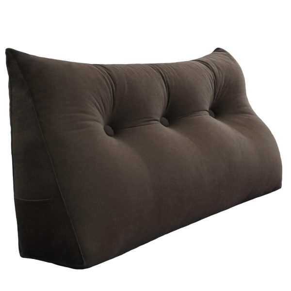 Big Bed Reading Pillow Functional Headboard Velvet Brown – Bild 15
