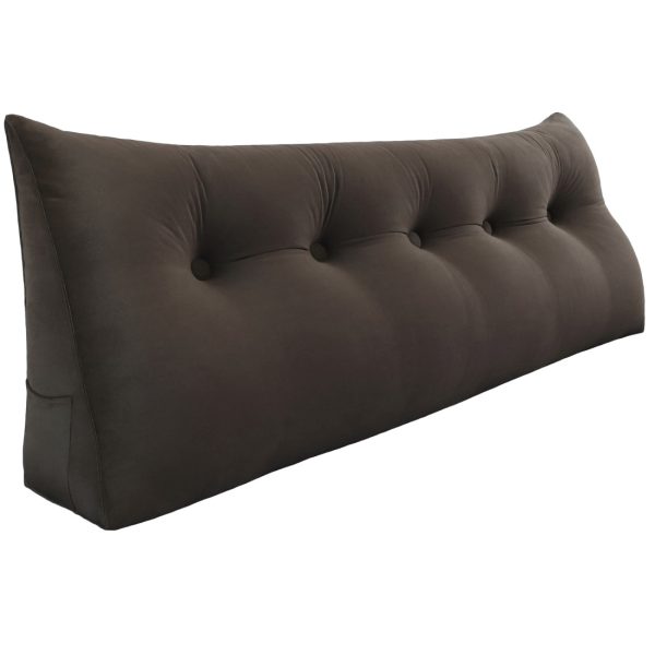 Big Bed Reading Pillow Functional Headboard Velvet Brown – Bild 16