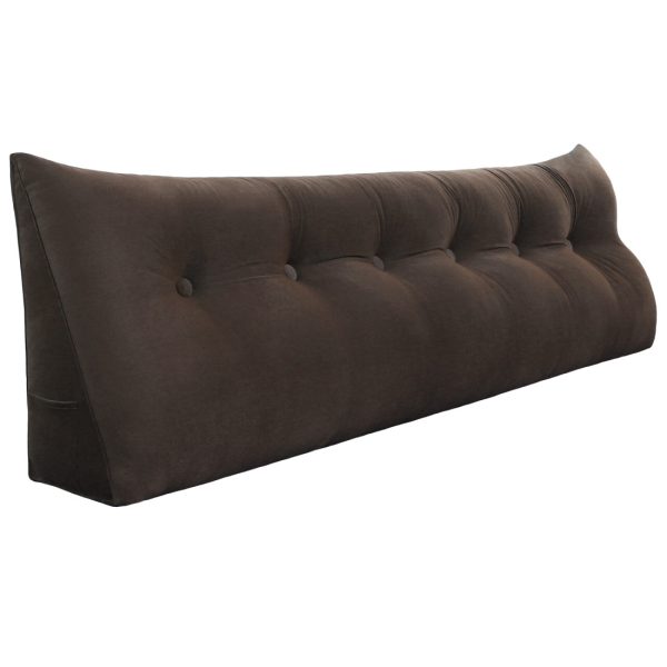 Big Bed Reading Pillow Functional Headboard Velvet Brown – Bild 17