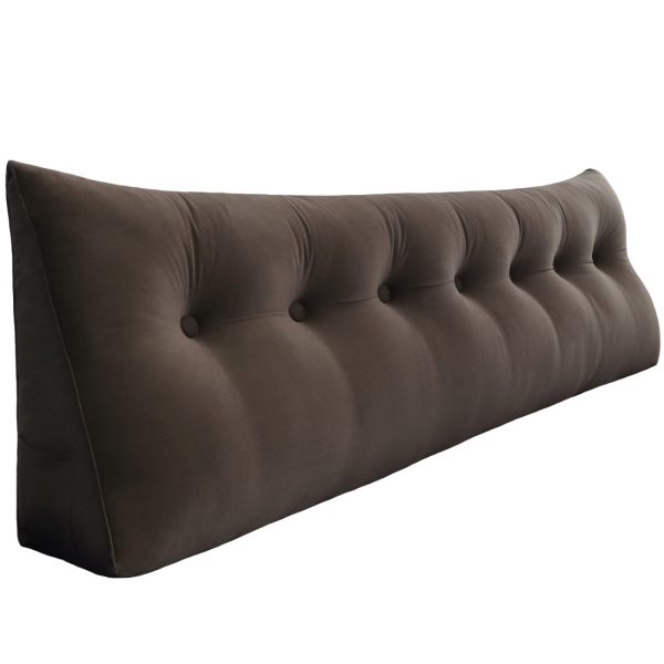 Big Bed Reading Pillow Functional Headboard Velvet Brown – Bild 18