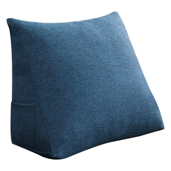 Bed Headboard Cushion Large Wedge Bolster Linen Blue – Bild 11