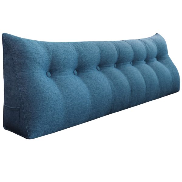 Bed Headboard Cushion Large Wedge Bolster Linen Blue – Bild 16