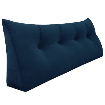Poduszka klinowa do łóżka Poduszka do czytania Velvet Deep Blue