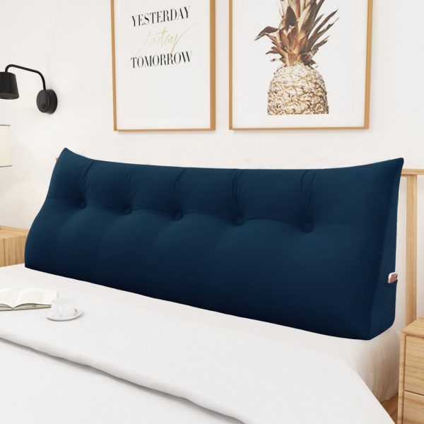 Bed Wedge Support Pillow Reading Cushion Velvet Deep Blue - obrazek 5