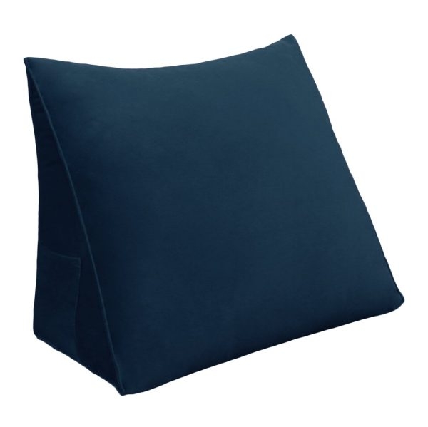 Bed Wedge Support Pillow Reading Cushion Velvet Deep Blue - obrazek 15
