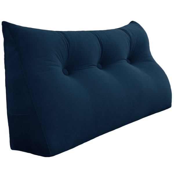 Bed Wedge Support Pillow Reading Cushion Velvet Deep Blue - obrazek 17
