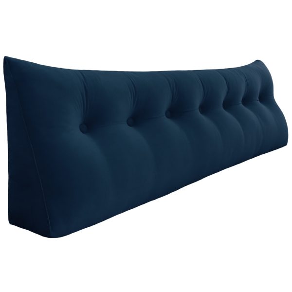 Bed Wedge Support Pillow Reading Cushion Velvet Deep Blue - obrazek 20
