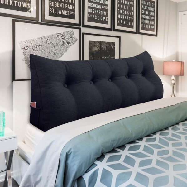 Big Pillow For Bed Headboard Large Cushion Linen Black – Bild 4