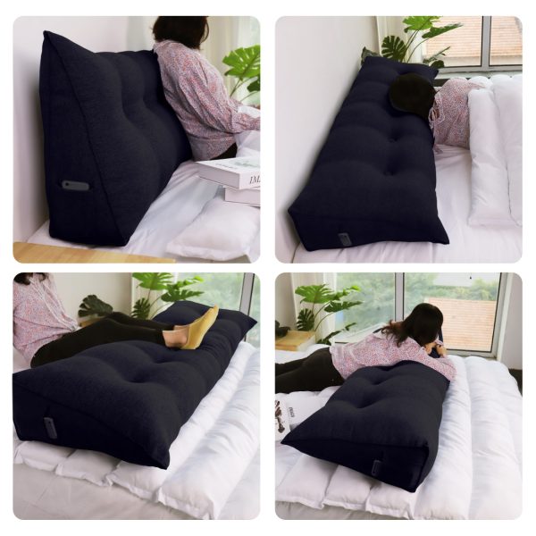Big Pillow For Bed Headboard Large Cushion Linen Black – Bild 5