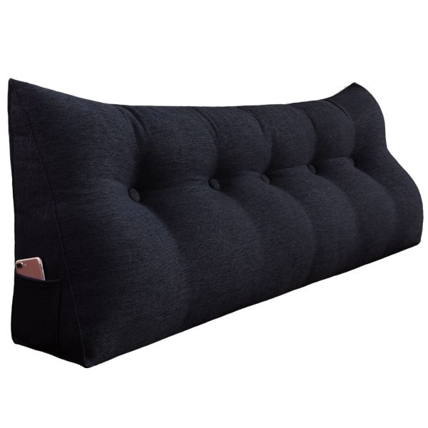 Big Pillow For Bed Headboard Large Cushion Linen Black – Bild 13