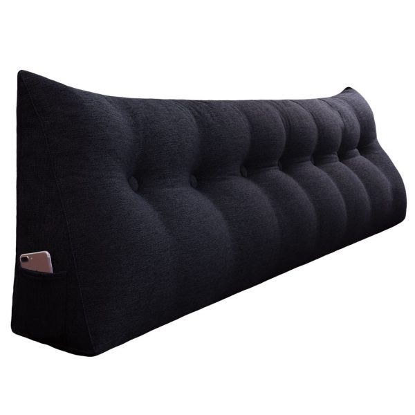 Big Pillow For Bed Headboard Large Cushion Linen Black – Bild 15