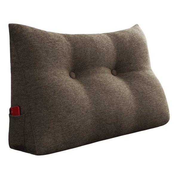 Cushion For Headboard Bed Reading Pillow Linen Brown - obrazek 13