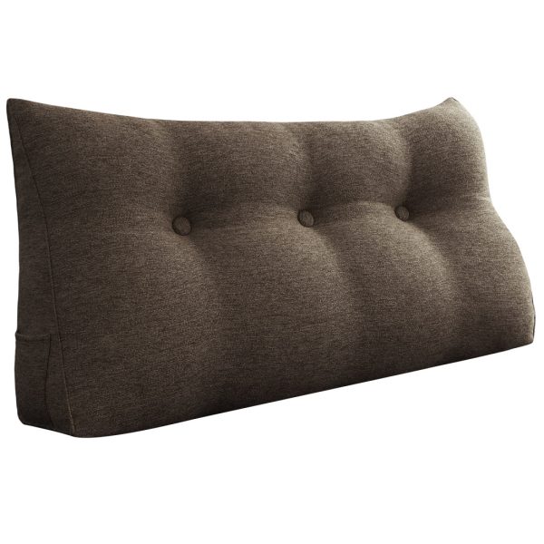 Cushion For Headboard Bed Reading Pillow Linen Brown - obrazek 14