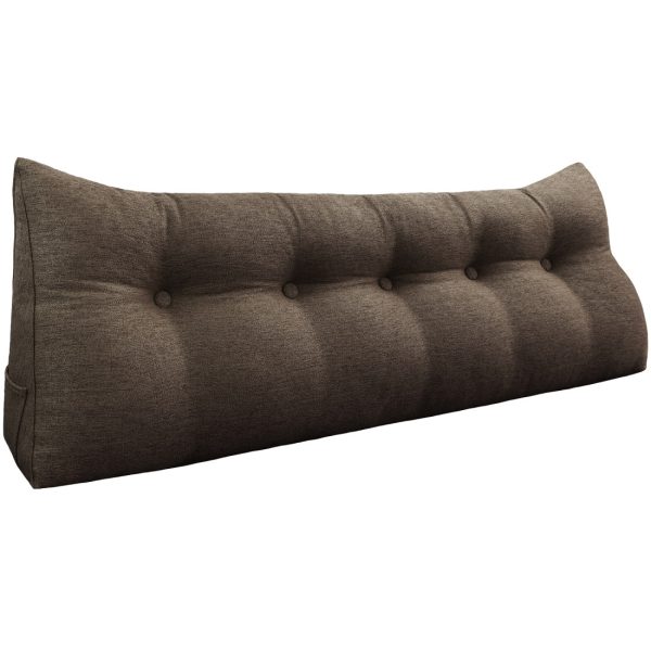 Cushion For Headboard Bed Reading Pillow Linen Brown - obrazek 15