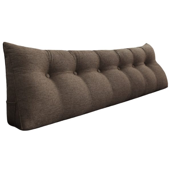 Cushion For Headboard Bed Reading Pillow Linen Brown - obrazek 16
