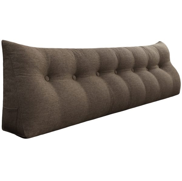 Cushion For Headboard Bed Reading Pillow Linen Brown - obrazek 17