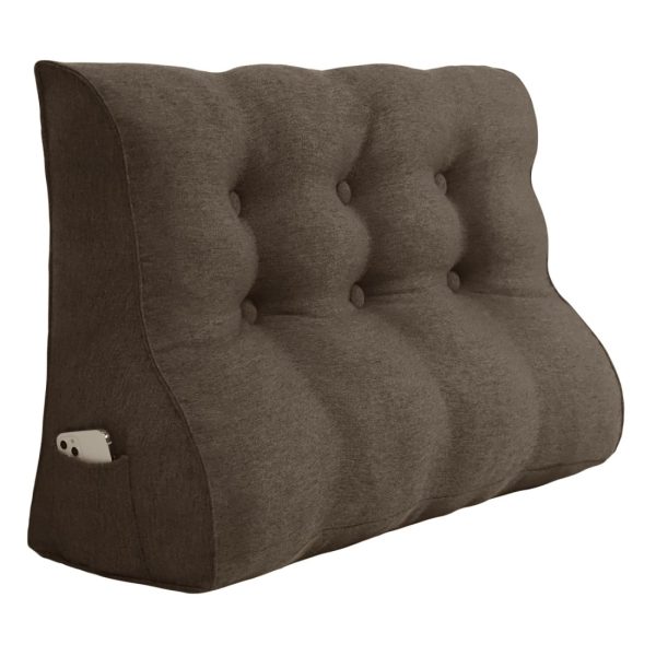 Oreillers décoratifs pour le lit Grand coussin cunéiforme en lin brun