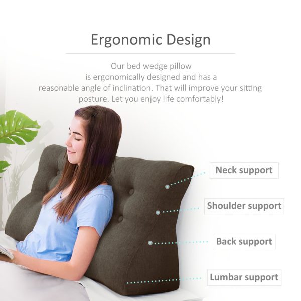 Decorative Pillows For Bed Big Wedge Cushion Linen Brown – Image 6