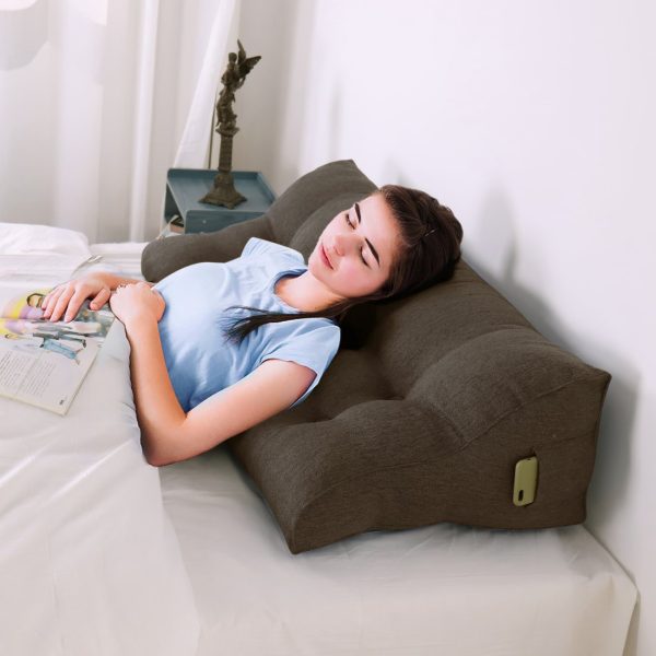 Decorative Pillows For Bed Big Wedge Cushion Linen Brown – Image 7