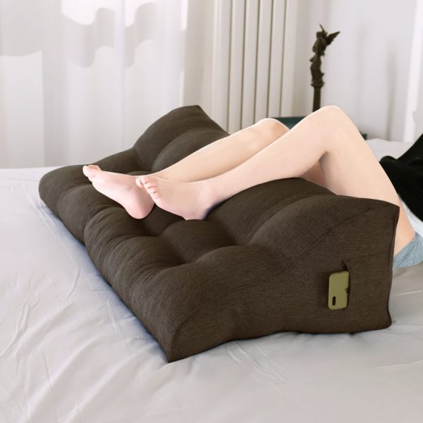 Decorative Pillows For Bed Big Wedge Cushion Linen Brown – Image 8