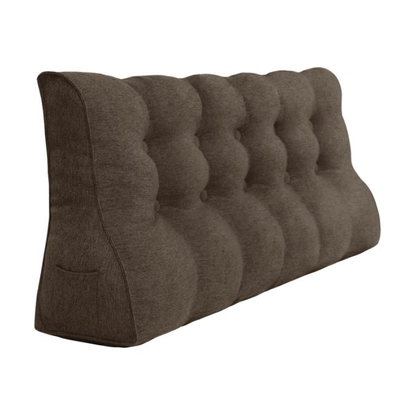 Decorative Pillows For Bed Big Wedge Cushion Linen Brown – Image 13