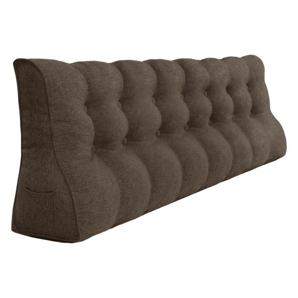 Decorative Pillows For Bed Big Wedge Cushion Linen Brown – Image 15