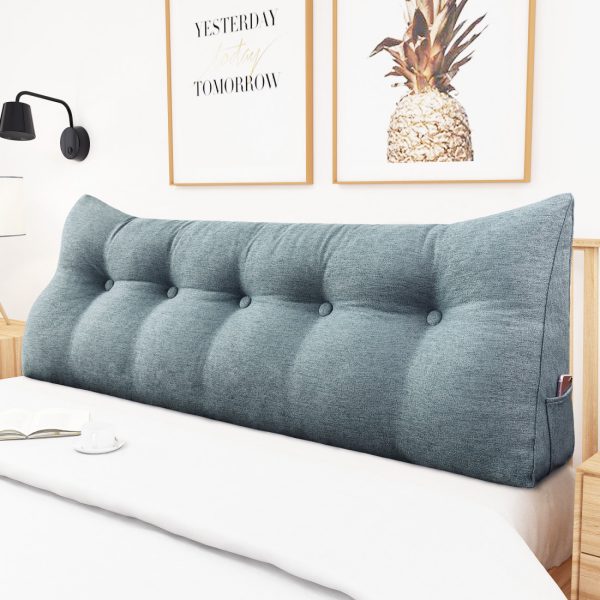 Headboard Pillow Big Wedge Bolster Cushion Linen Grey - obrazek 4