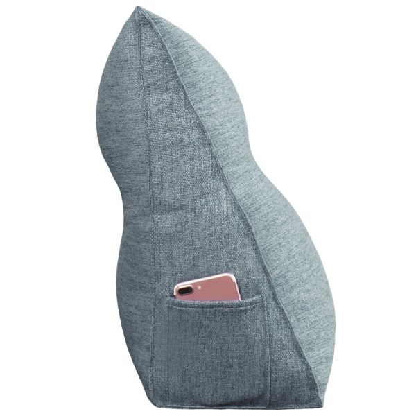Headboard Pillow Big Wedge Bolster Cushion Linen Grey - obrazek 10