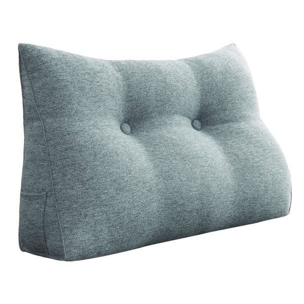 Headboard Pillow Big Wedge Bolster Cushion Linen Grey - obrazek 14