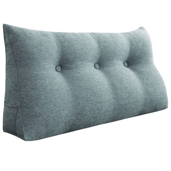 Headboard Pillow Big Wedge Bolster Cushion Linen Grey - obrazek 15
