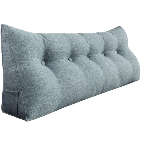 Headboard Pillow Big Wedge Bolster Cushion Linen Grey - obrazek 16