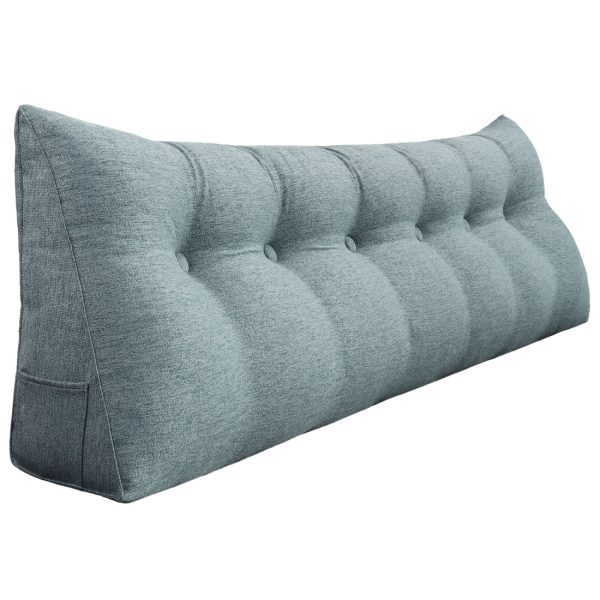 Headboard Pillow Big Wedge Bolster Cushion Linen Grey - obrazek 17